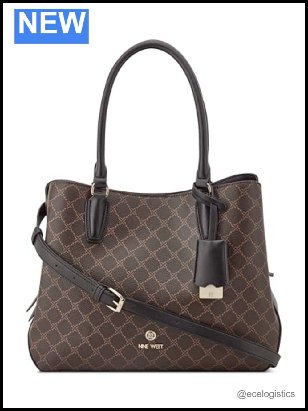 Nine West Satchel Triple Compartment Carryall Faux Leather Shoulder Bag